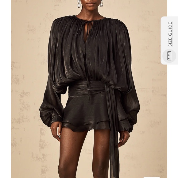 Miss Rosier: EUGÉNIE FULLY-PLEATED RUFFLED MINI DRESS IN BLACK - Picture 1 of 3